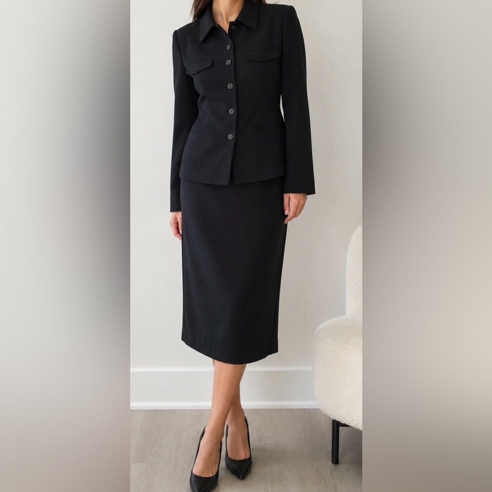 Petite Sophisticate Black Suit—Pencil Skirt + Jacket